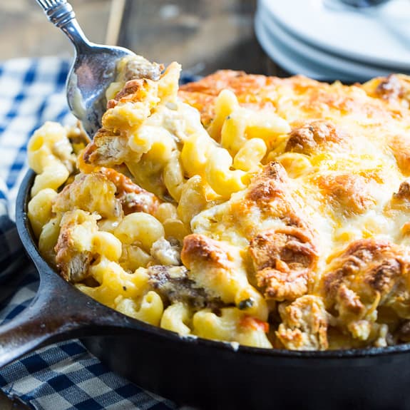 Breakfast Mac and Cheese with Biscuit Topping