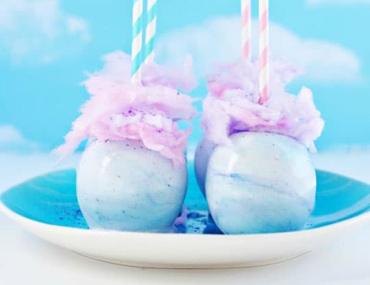Whimsical Pastel Swirl Cotton Candy Apples