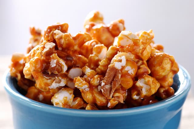 caramel corn ready to be transformed into popcorn balls!