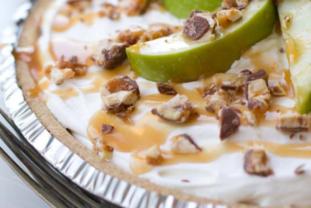 No Bake Snickers Caramel Apple Pie