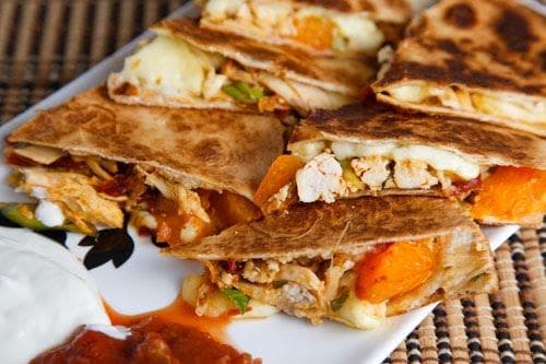 Chicken, Apricot and Brie Quesadillas