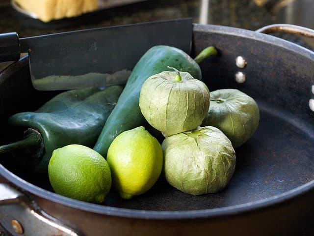 tomatillos chiles lime chili verde