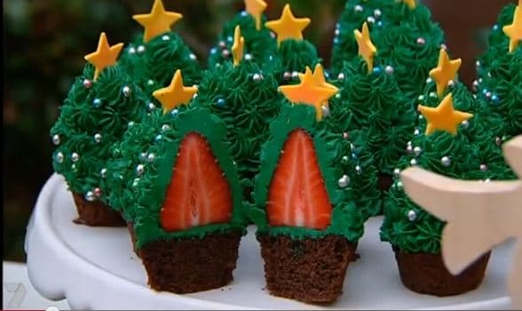Stunning Strawberry Christmas Tree Cupcakes