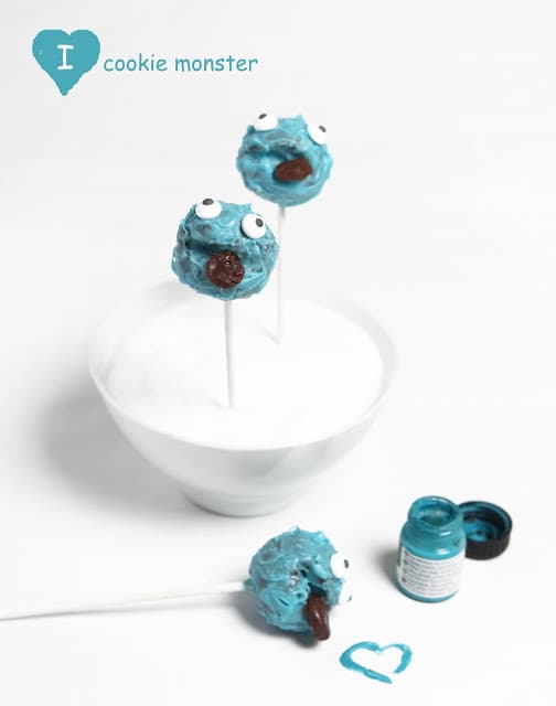 Cute Cookie Monster Brownie Pops
