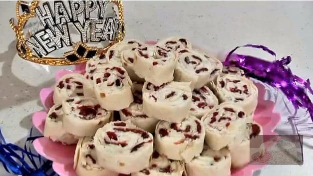 New Year's Eve Party Food: Cranberry Feta Pinwheels
