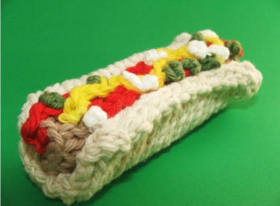 crocheted Hotdog