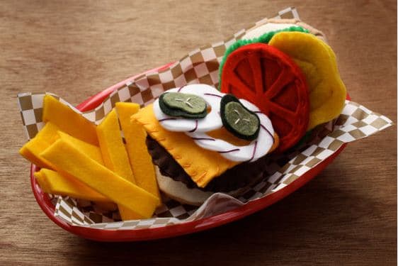 Too Cute To Eat: Felted Cheeseburger and Fries