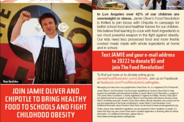 Jamie Oliver's Food Revolution text campaign for childhood obesity.