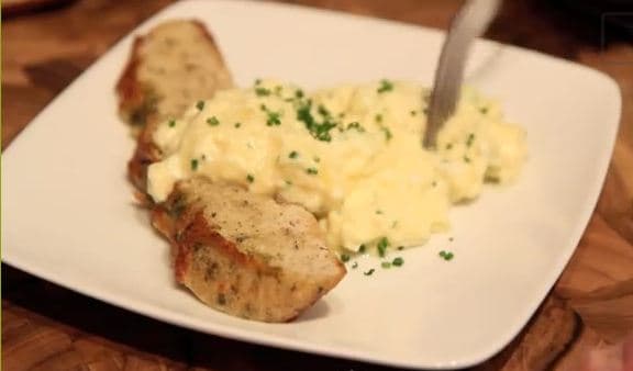 Perfect Goat Cheese Scrambled Eggs With Basil Pesto Toast