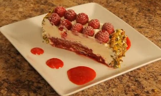 Raspberry Pistachio Ice Cream Cake
