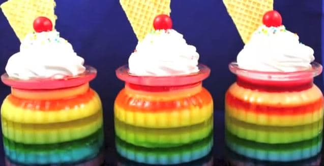 Beautiful Edible Rainbow Jelly Jars