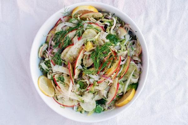 Shaved Fennel, Brussels Sprout and Apple Salad