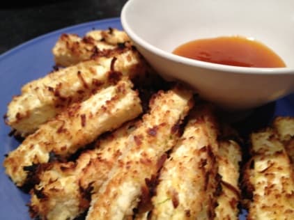 Crispy Coconut Tofu Fries with Spicy Apricot Sauce