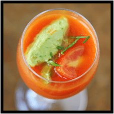 Summertime Chilled Tomato Soup With Guacamole