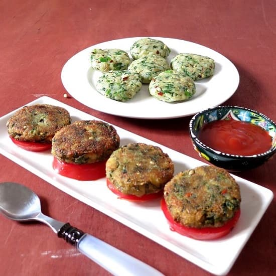 Gingery spinach and potato patties