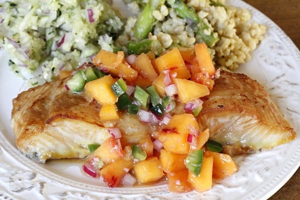 Soy Ginger Glazed Halibut w/ Ginger Peach Relish