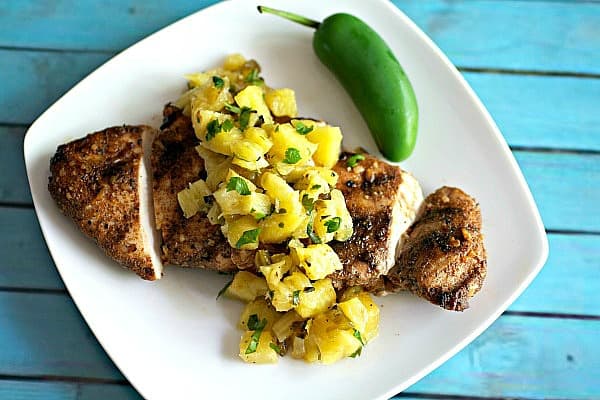 Easy Jerk Chicken with Grilled Pineapple Salsa