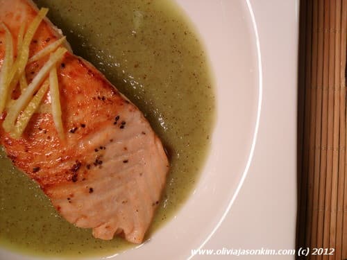 Sockeye Salmon on Kiwi & Lemon Puree 