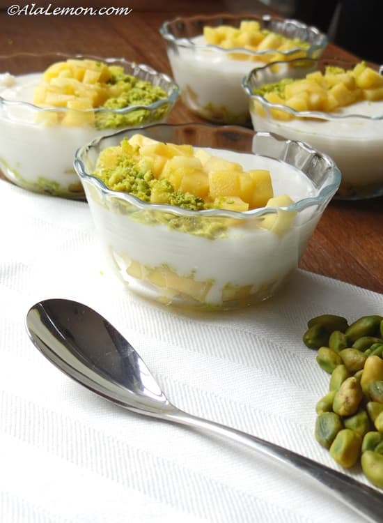 Mango and pistachio muhallebi 