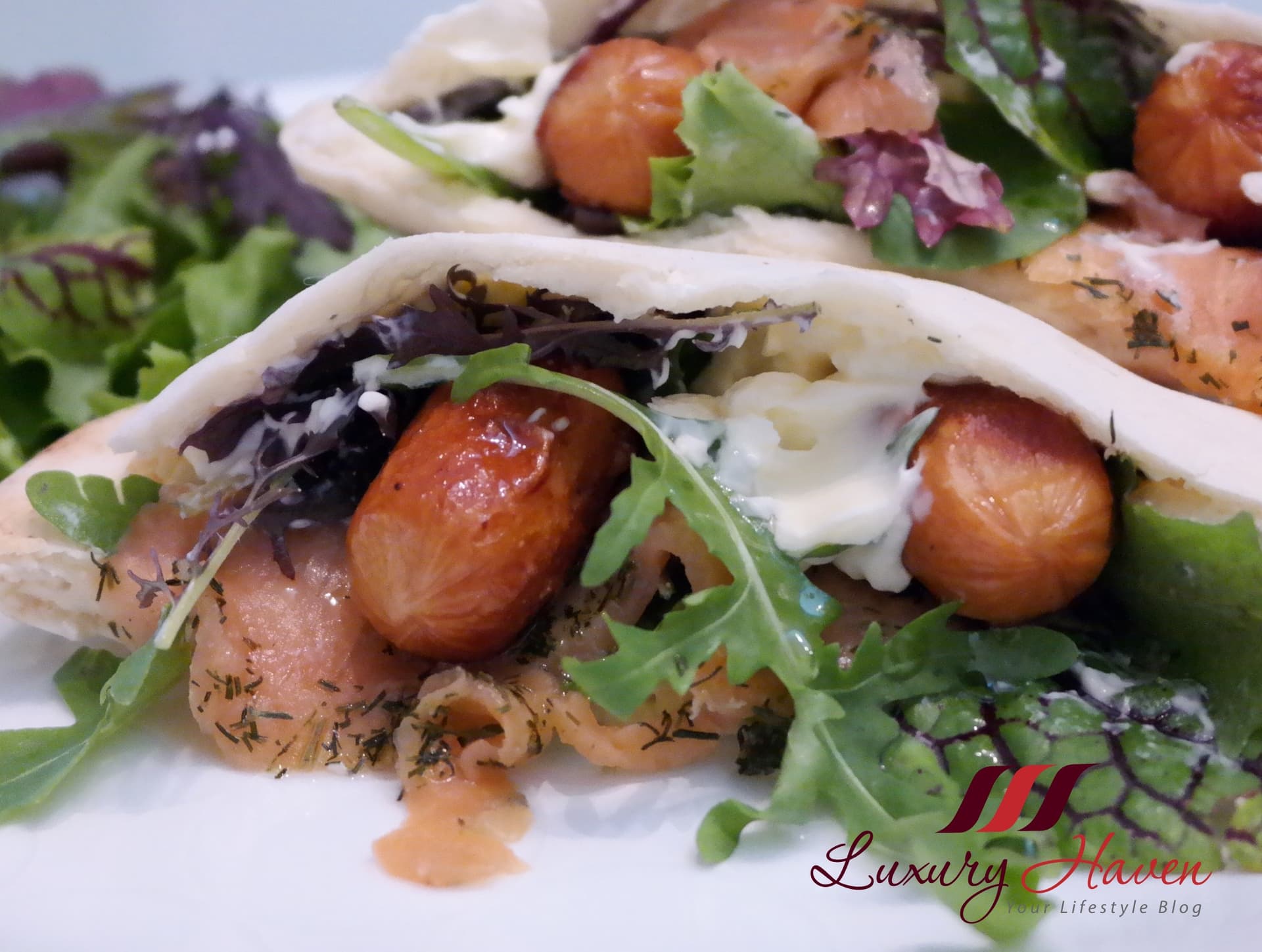 Fassler Smoked Salmon and Sausage Pita with Truffle Oil