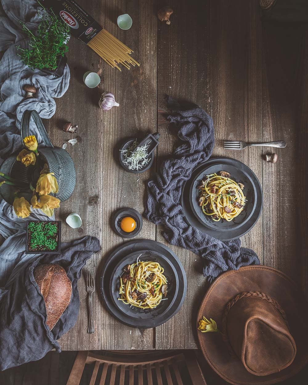 Mushroom Carbonara with Bacon & Thyme