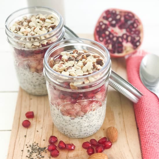 Overnight Oats with Pomegranate and Roasted Almonds