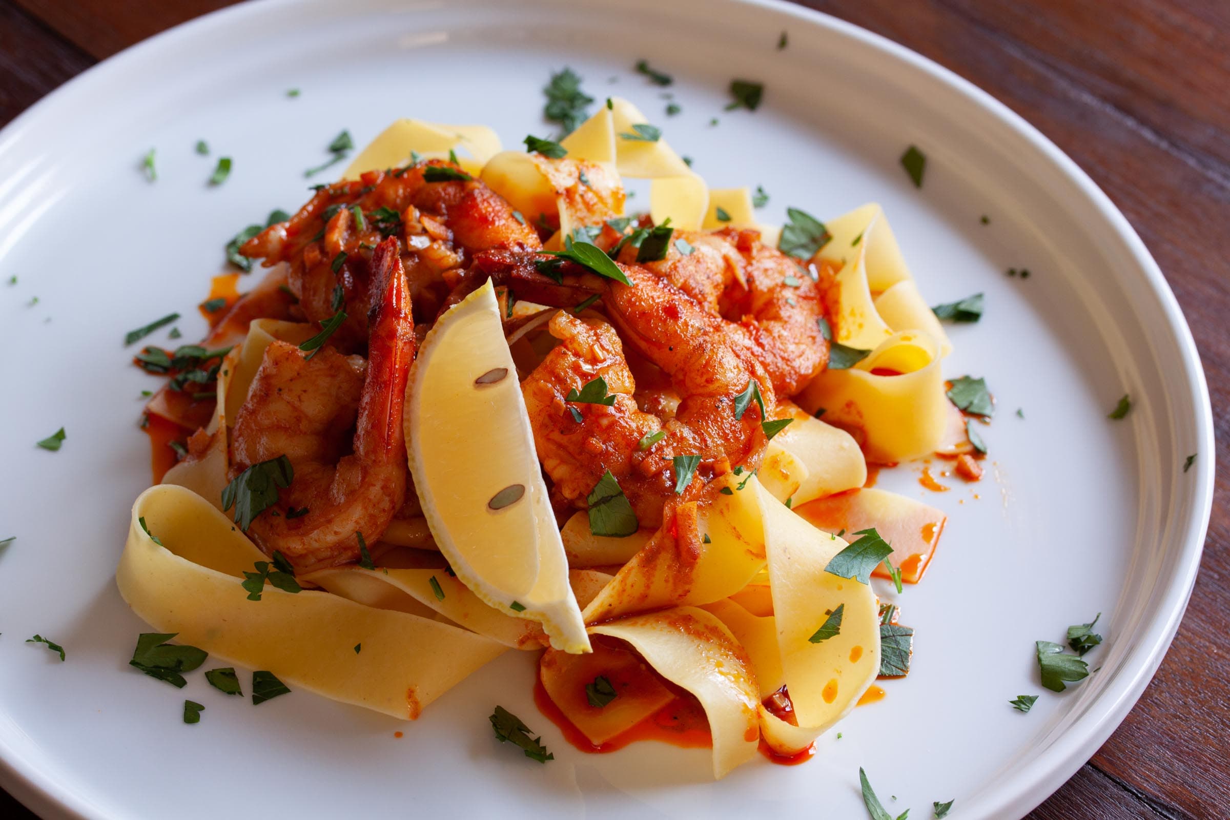 Pappardelle with Spanish Spiced Shrimp