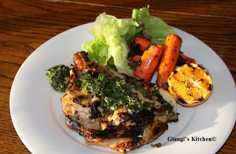 BBQ Chicken with Parsley, Lemon, Garlic Salsa
