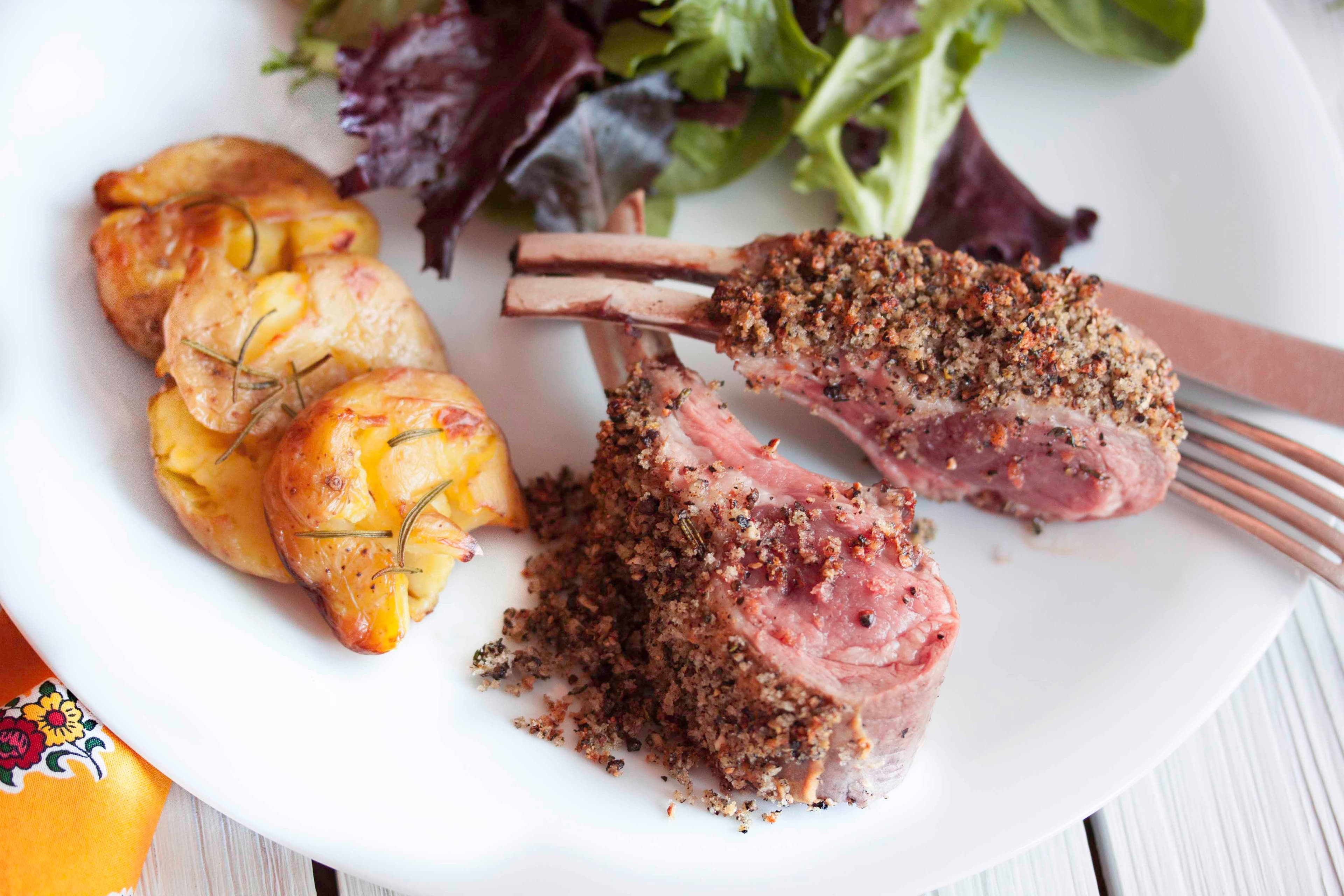 Pepper Crusted Racks of Lamb with Horseradish Creme Fraiche