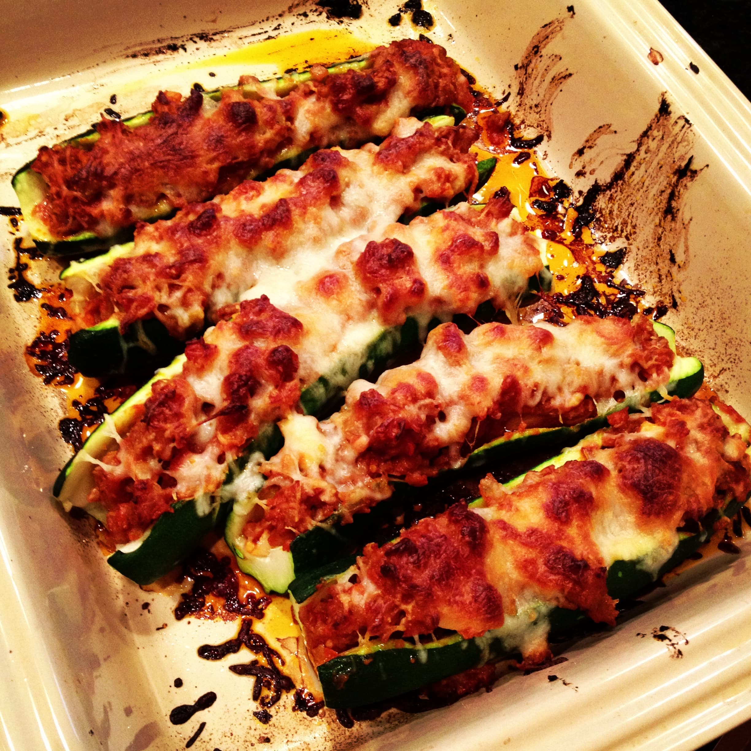 Sausage Stuffed Zucchini Boats