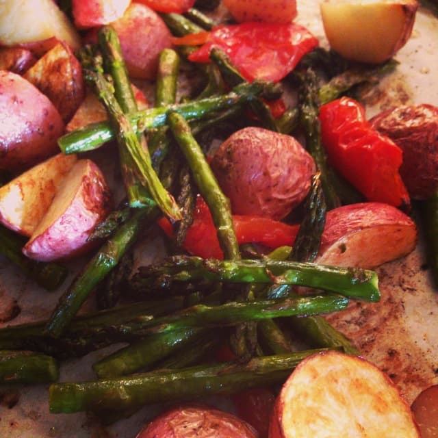 Roasted Potatoes, Asparagus & Red Peppers