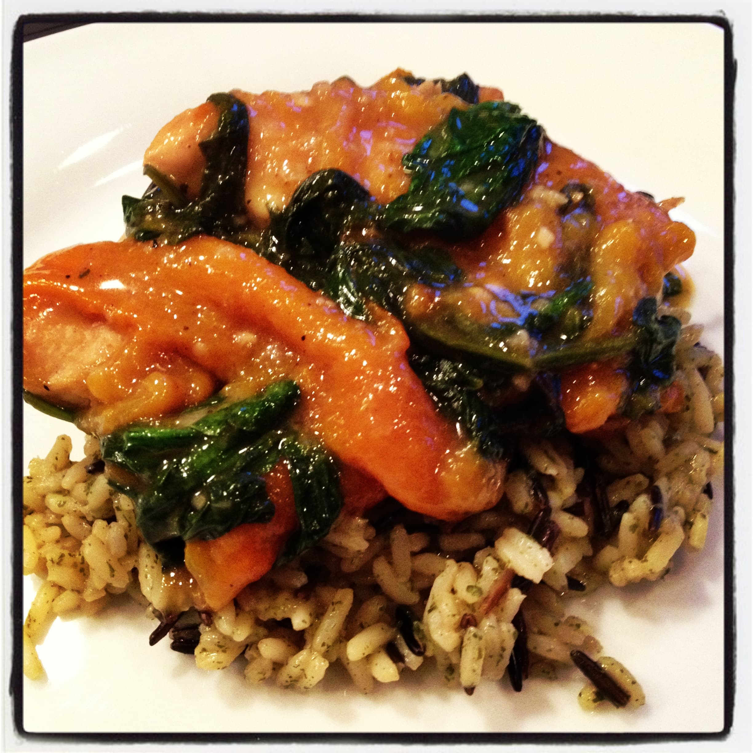 Sautéed Chicken with Spinach and Roasted Peppers