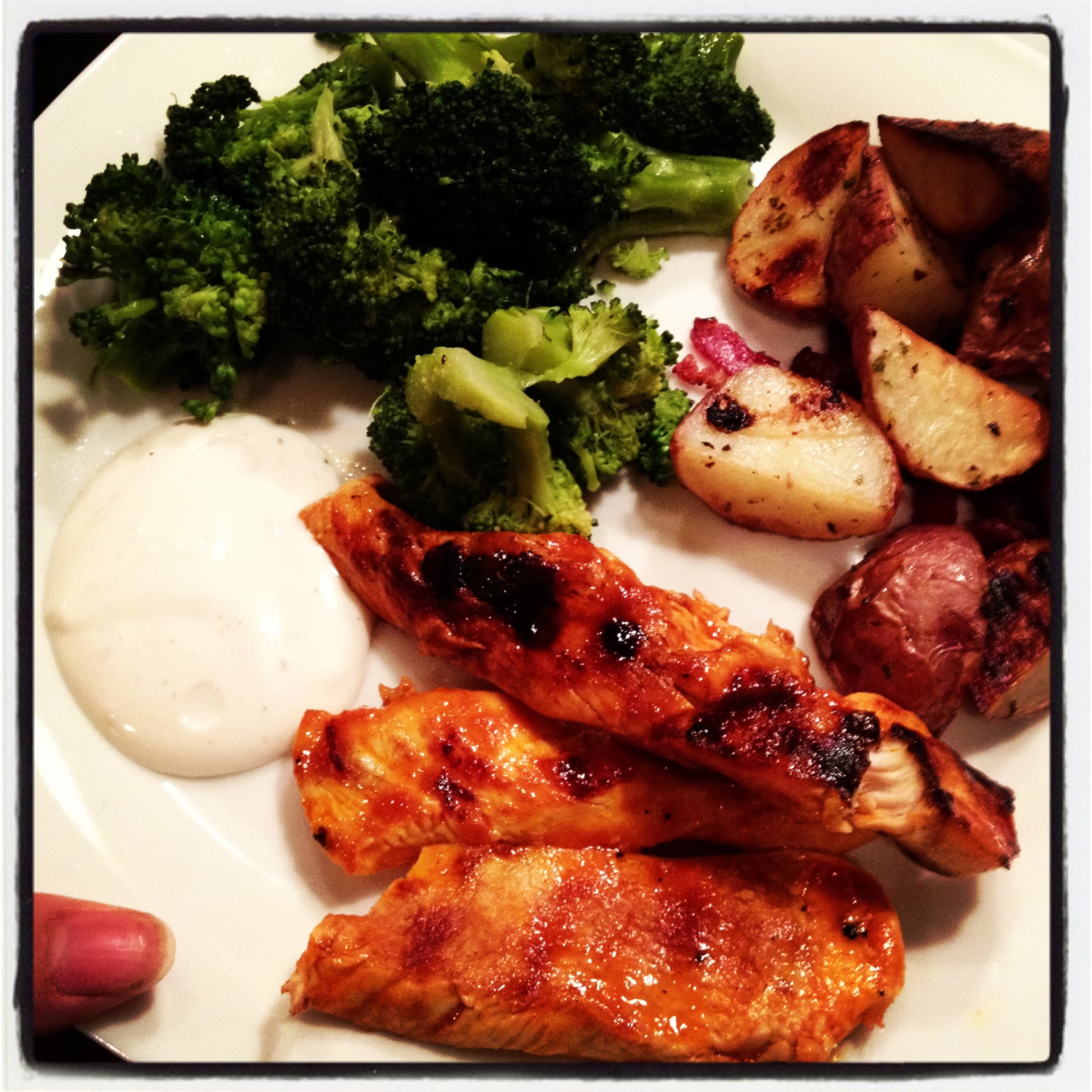 Lightened Up Buffalo Chicken & Roasted Ranch & Turkey Bacon Potatoes