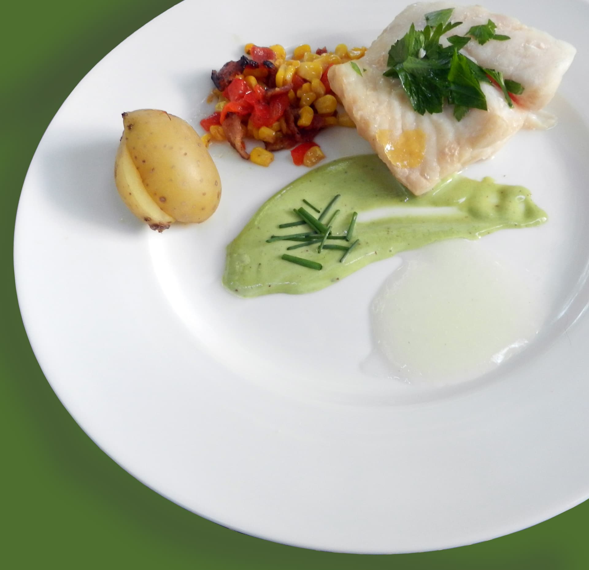 Poached Grouper with Lemon Gel and Basil Aioli