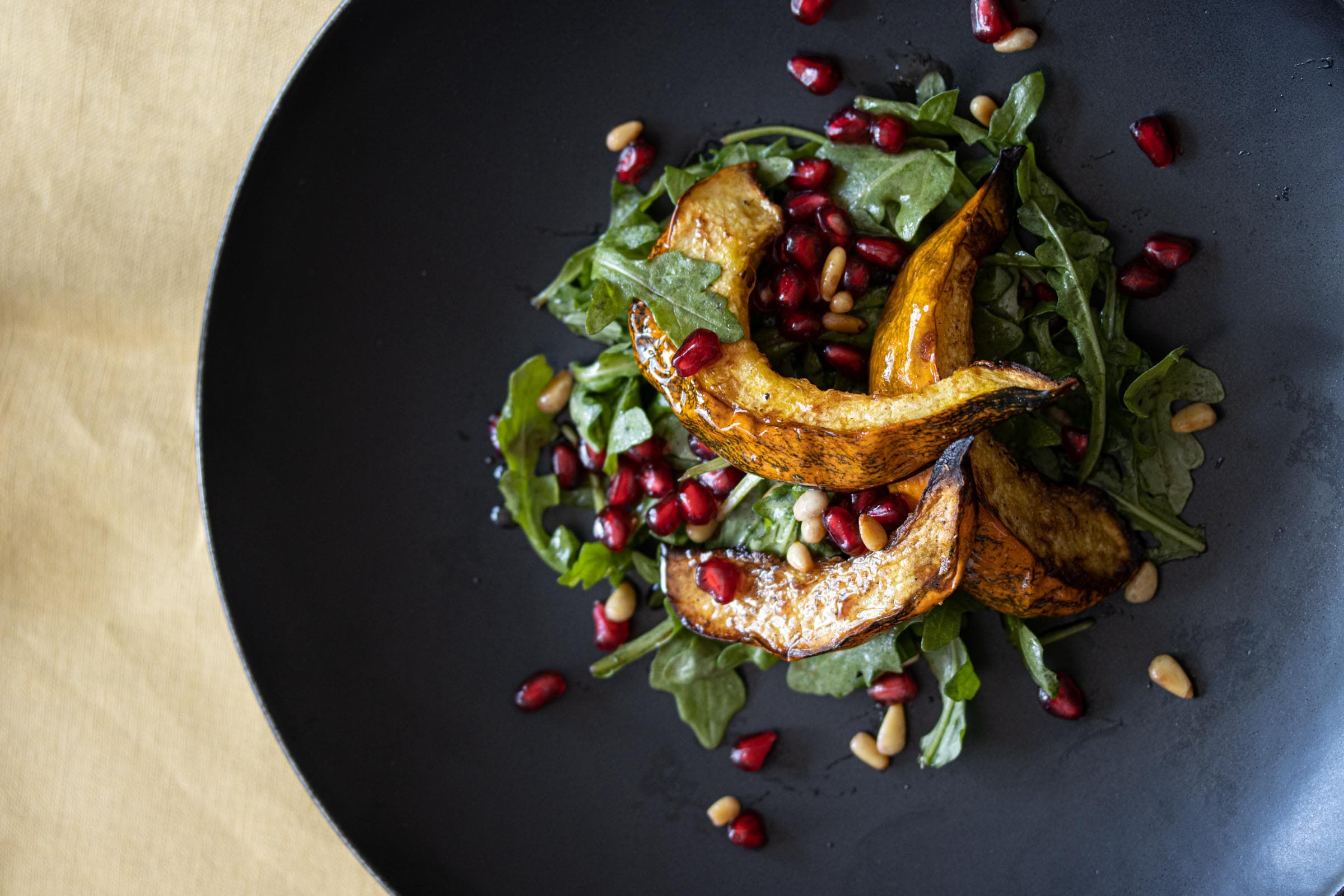 Pomegranate, Acorn Squash Arugula Salad