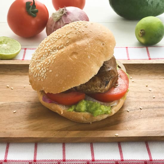 Portobello Mushroom Burger with Avocado Cream