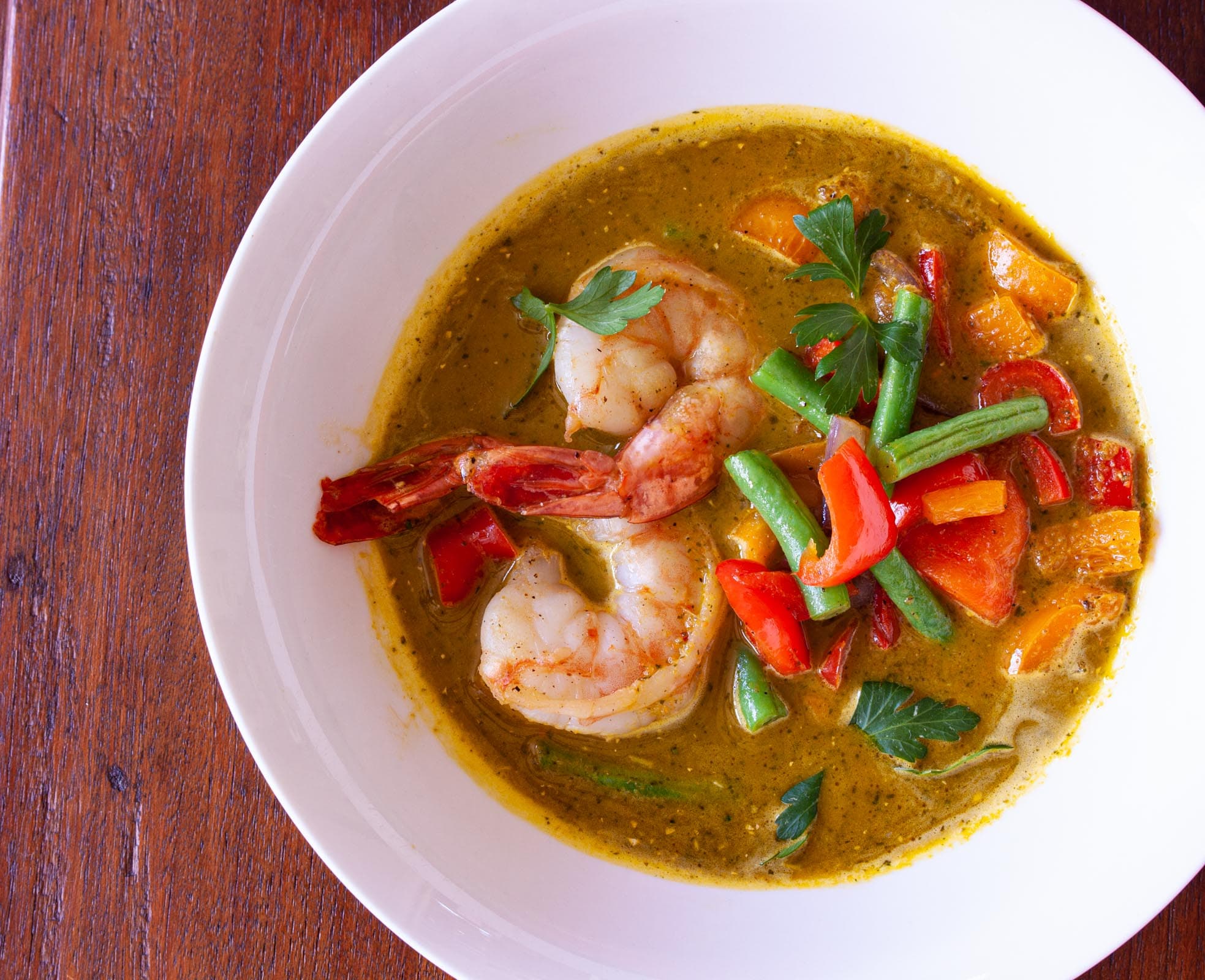 Prawns with Carrot-Ginger Coconut Sauce