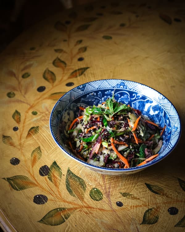 Pressed Cabbage Salad with Ginger Miso Vinaigrette 
