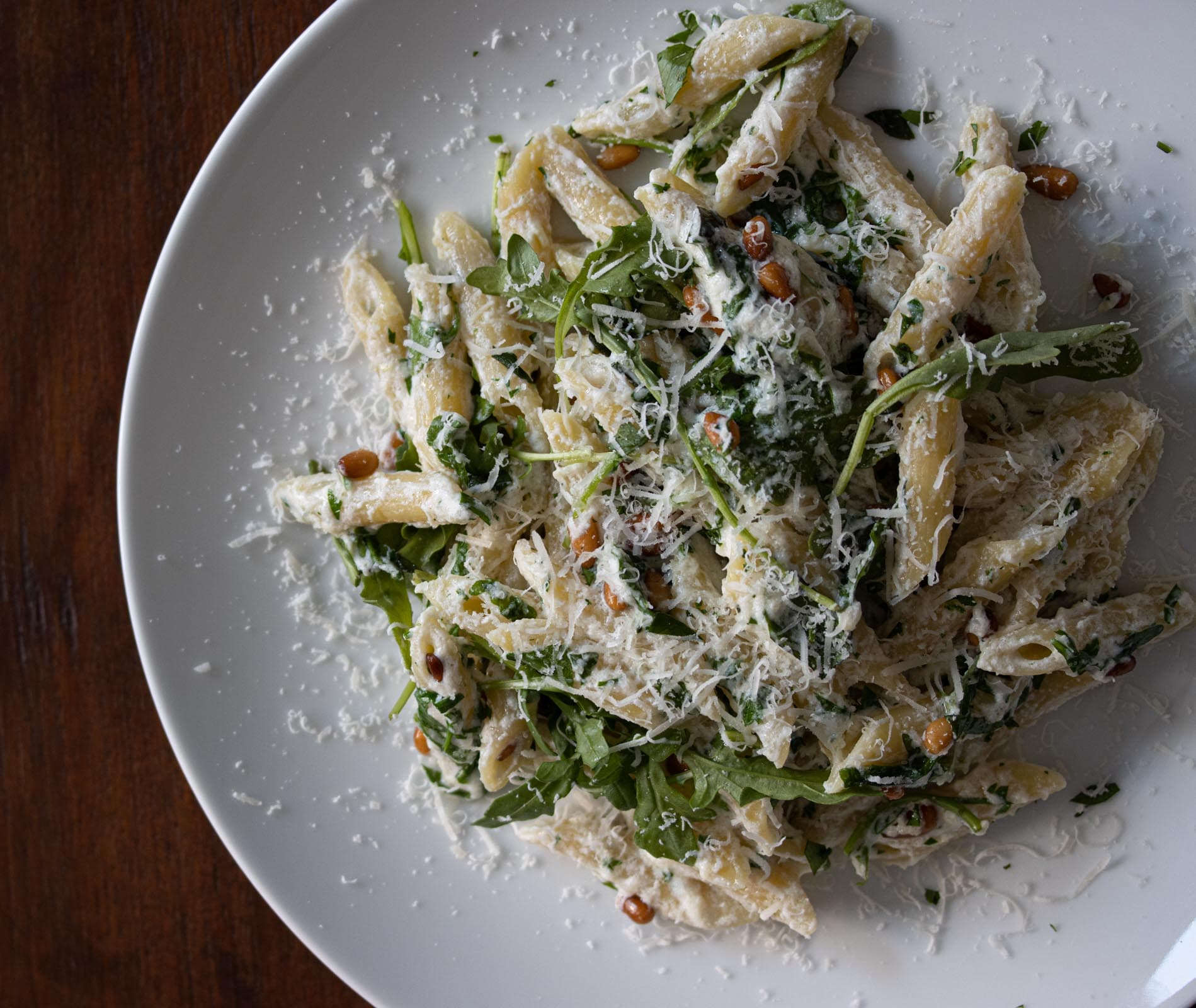 Ricotta, Arugula, Pine Nuts Penne Pasta