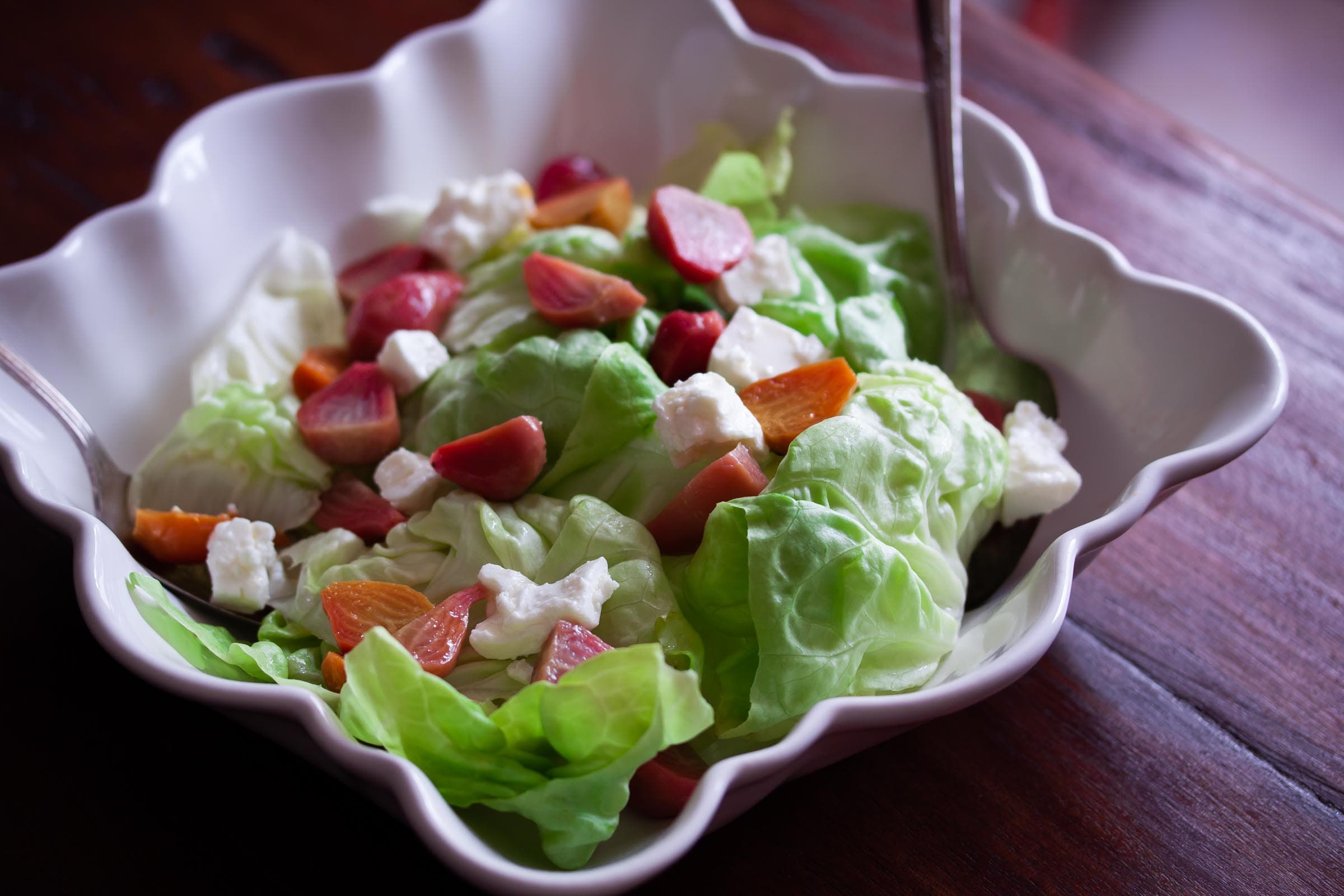 Roasted Baby Beets with Salad and Feta Cheese