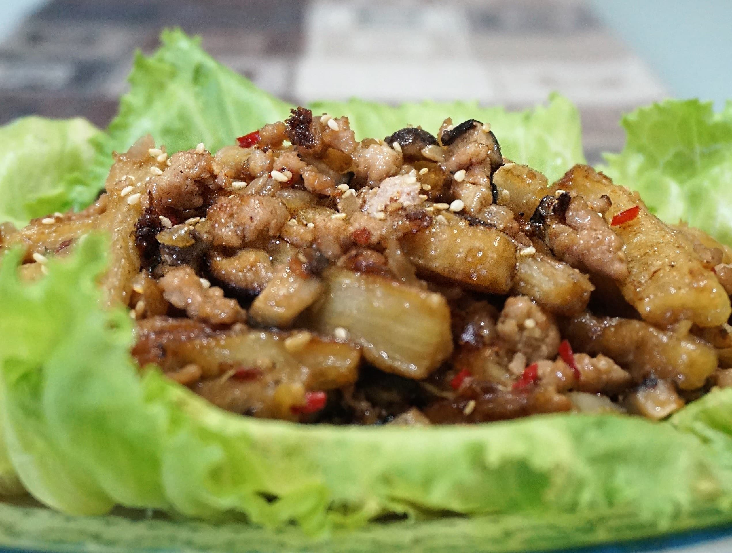 Spicy Brinjal Fries with Minced Pork