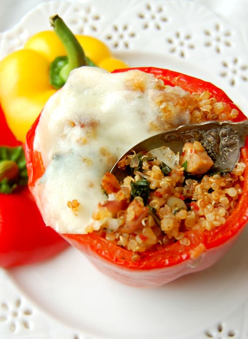 Sausage, Kale & Quinoa Stuffed Peppers