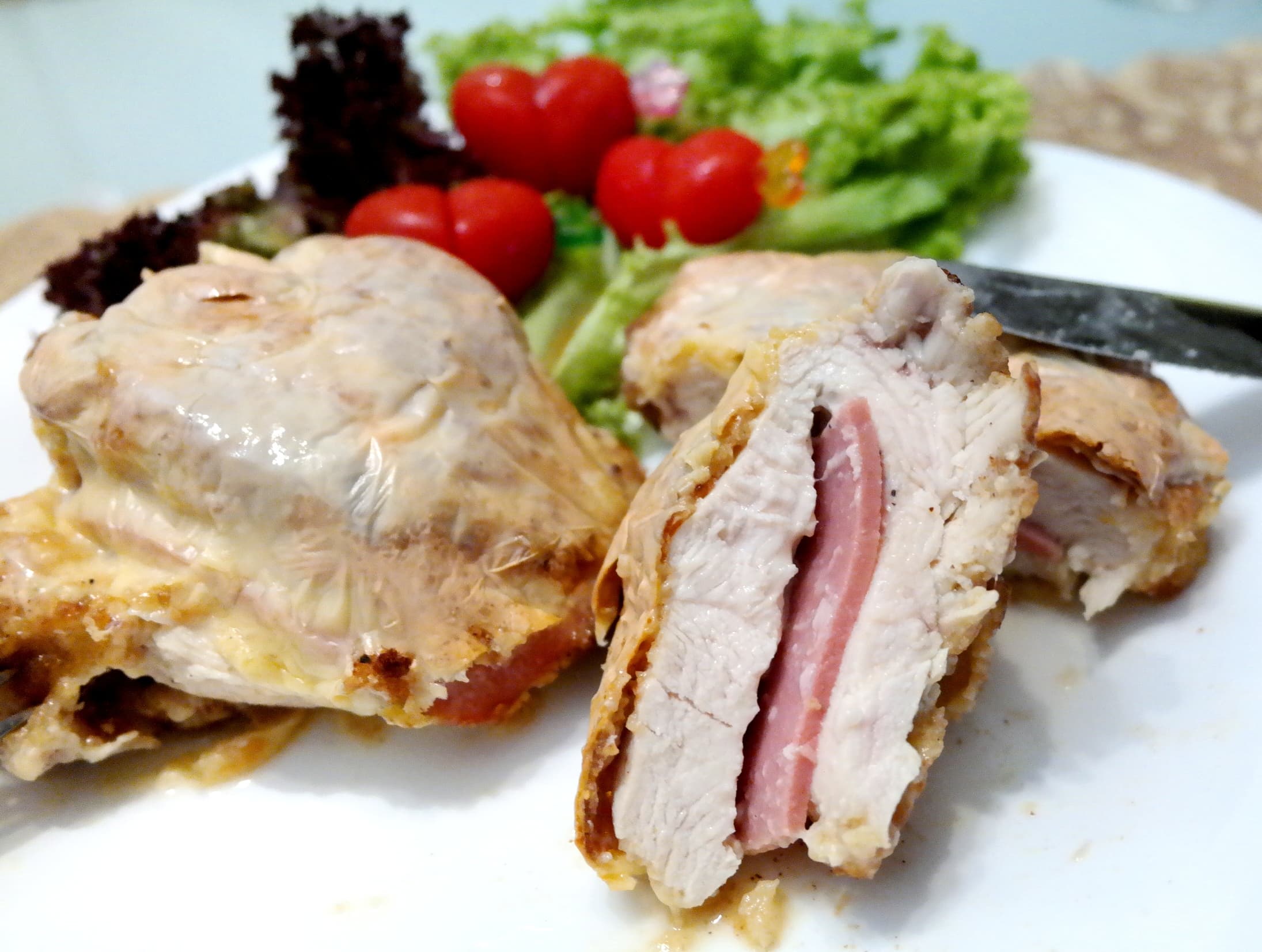 Baked Cheesy Chicken Fillets with Ham, Finger Lickin' Good!
