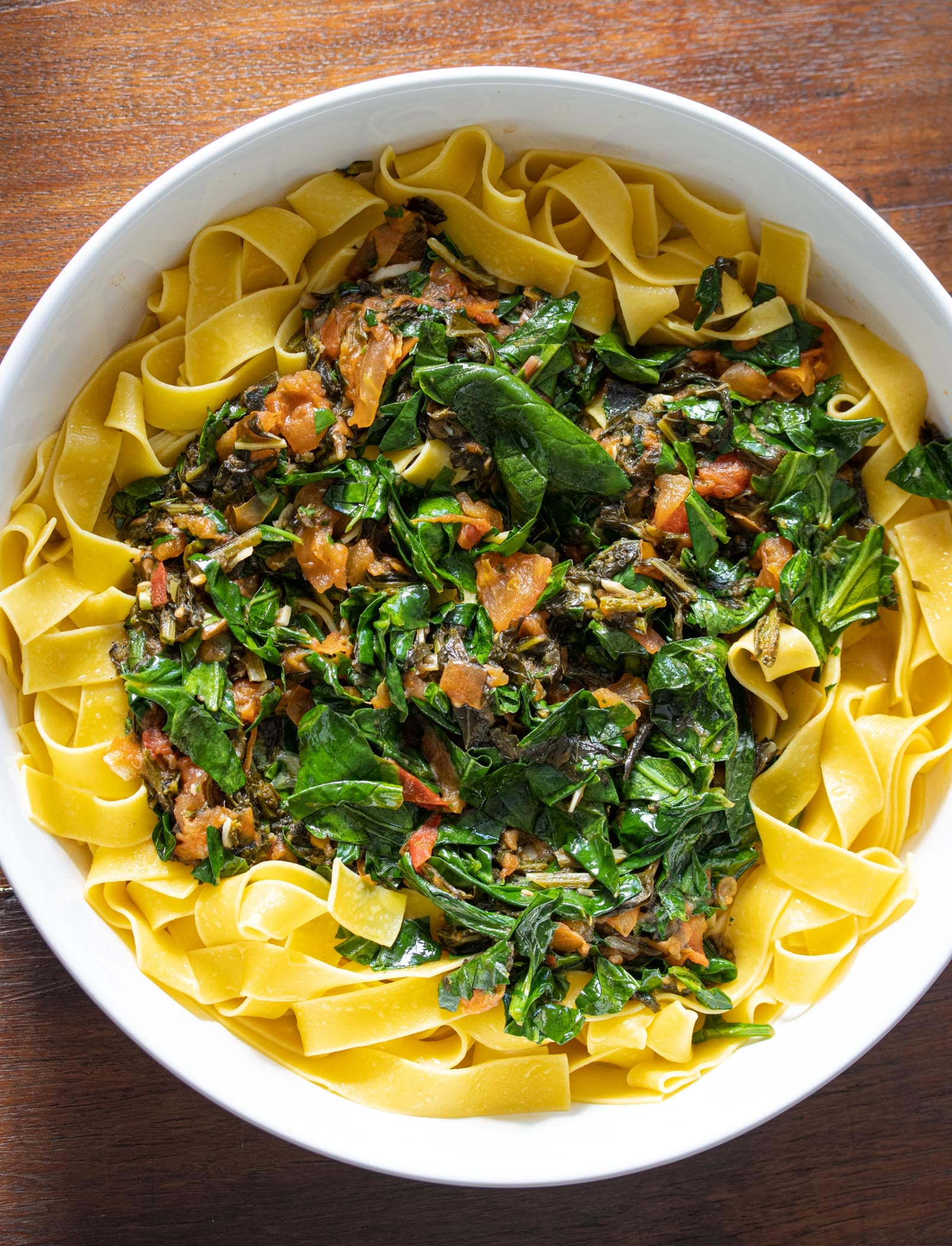 Tomato, Chard, Kale, Spinach Pappardelle