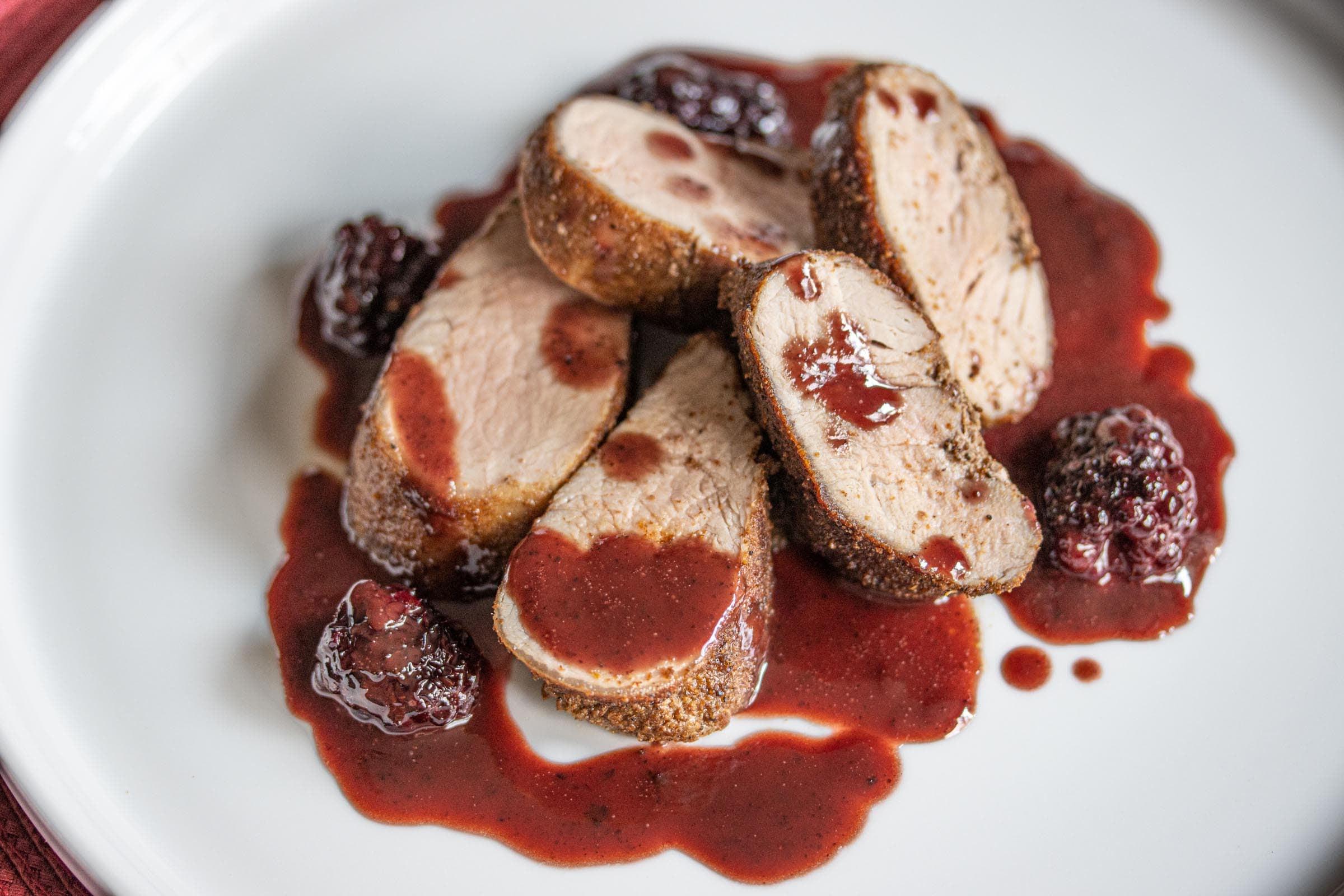 Pomegranate, Blackberries Sauce with Pork Tenderloin