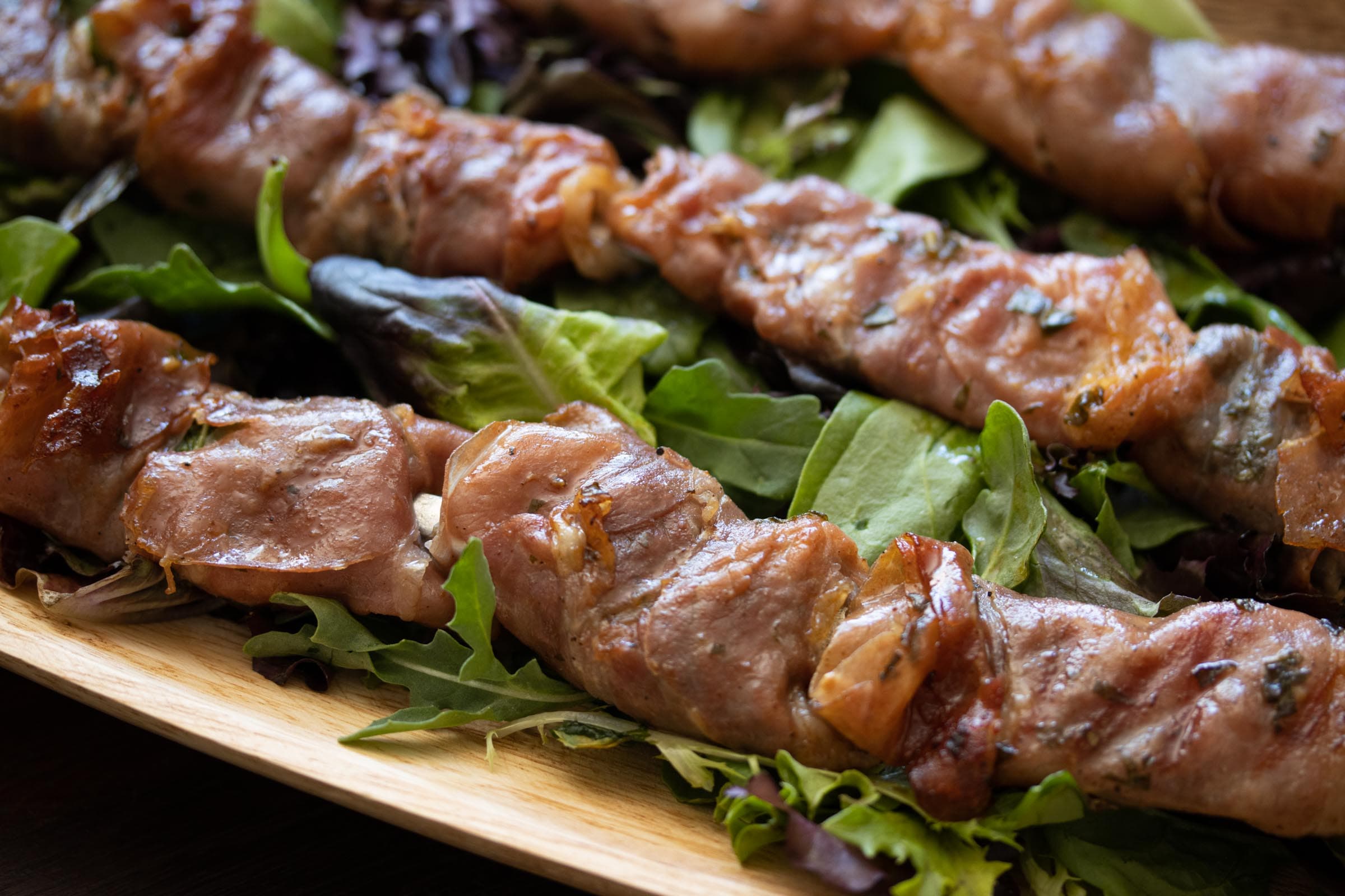 Tequila Shrimps. with Prosciutto and Basil