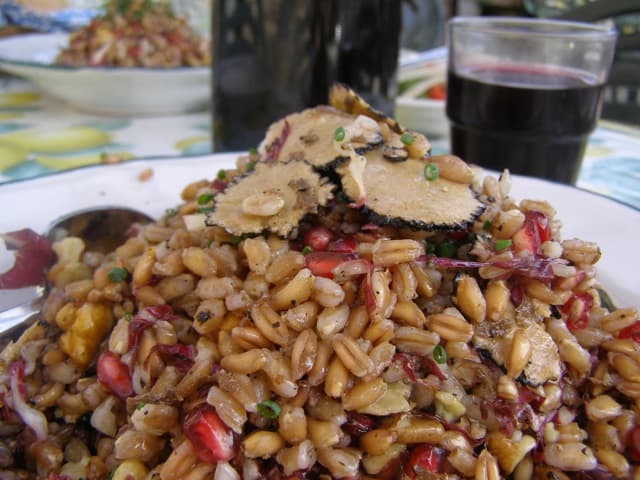 Fall Farro Salad with Pomegranate, Walnut & Truffles