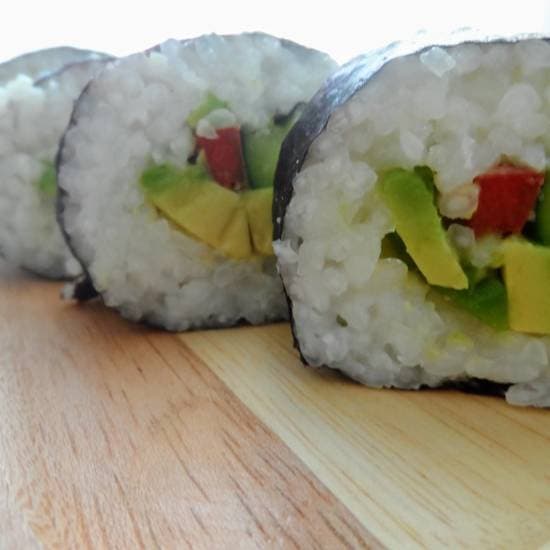 Vegan Sushi with Avocado, Bell Pepper and Cucumber
