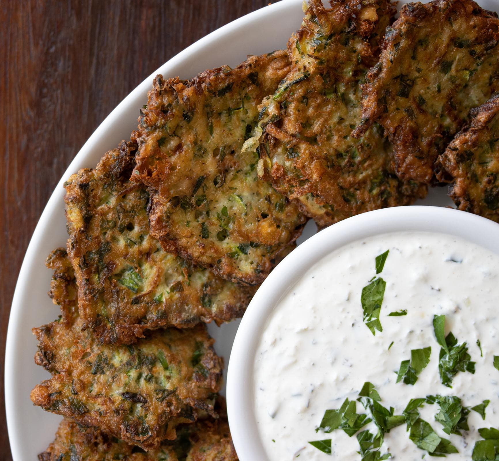 Zucchini Pancakes with Tzatziki Sauce