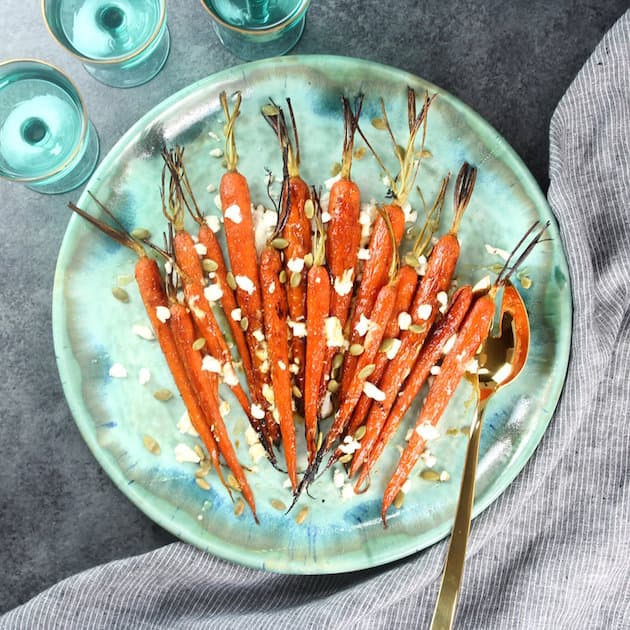 Honey Roasted Carrots with Goat Cheese and Pepitas